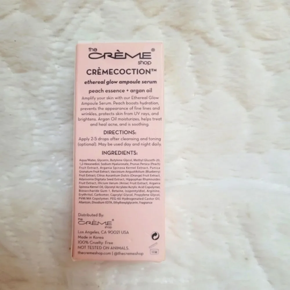 The Creme Shop Cremecoction Ethereal Glow Ampoule Serum Peach Argan Oil 1oz New